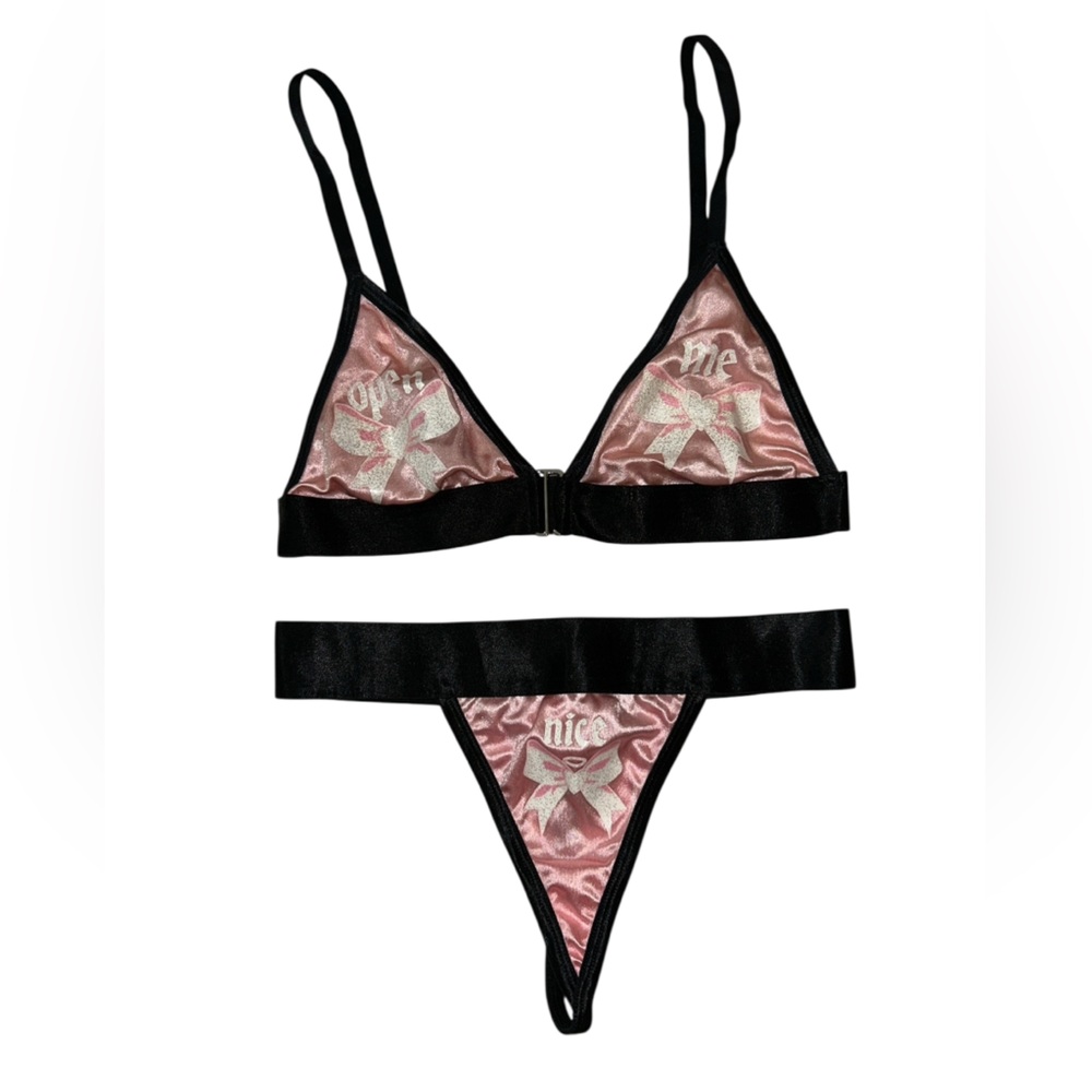 Dolls Kill Pink Sugar Thrillz “Open me” and “Nice” Lingerie set | Size Small